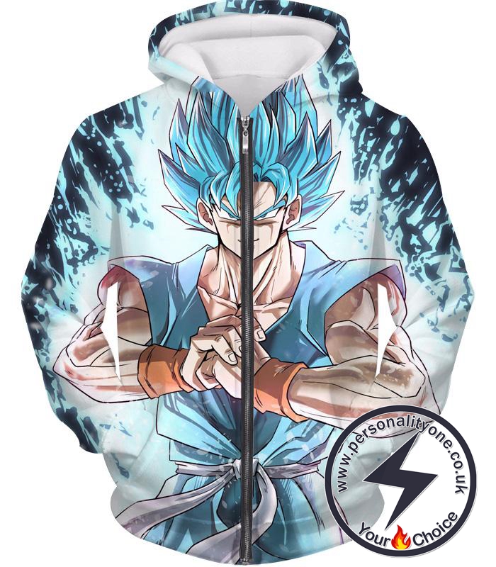 Dragon Ball Z Zip Up Hoodie - Super Saiyan Blue Goku GT